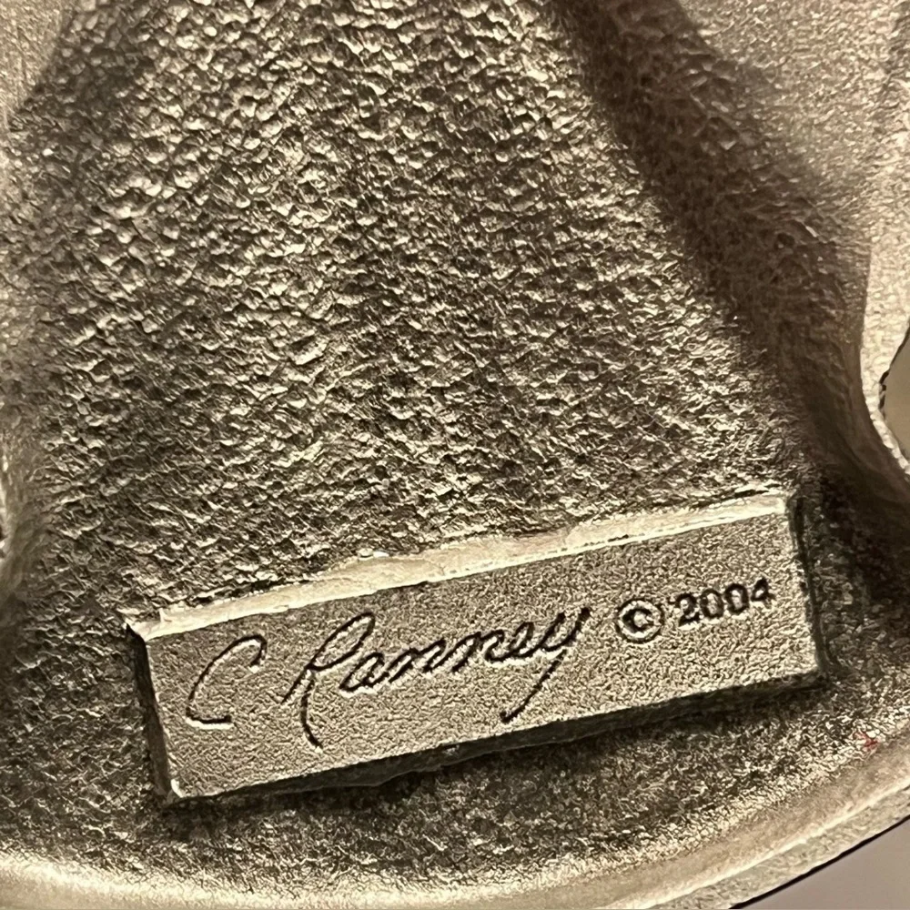 Carole Ranney Pewter Angel Christmas Ornament 2004 Sculpted Metal Round